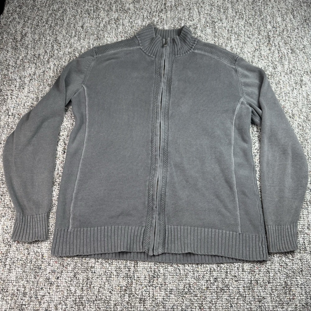 BKE Buckle Sweater Mens Large Full Zip Long Sleeve Knit Outdoors Gray